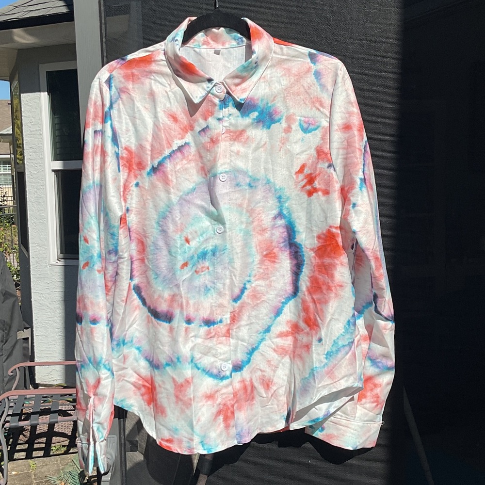 Tie-Dye Long Sleeve Shirt, Size XL